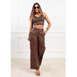 Cropped de Couro Feminino Vintage Café Dayane 