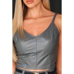 Cropped de Couro Feminino Cinza Dayane 
