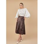 Saia De Couro Pelica Patchwork Feminina Estonada Marrom