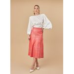 Saia De Couro Pelica Patchwork Feminina Bicolor Malagueta