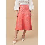 Saia De Couro Pelica Patchwork Feminina Bicolor Malagueta