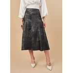 Saia De Couro Pelica Patchwork Feminina Verniz Preto