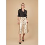 Saia De Couro Pelica Patchwork Feminina Dourada