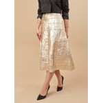 Saia De Couro Pelica Patchwork Feminina Dourada