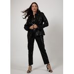 Parka em Couro Pelica Feminina Preta Beatriz 
