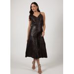 Vestido de Couro Pelica Patchwork Marrom