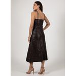 Vestido de Couro Pelica Patchwork Marrom