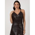 Vestido de Couro Pelica Patchwork Marrom