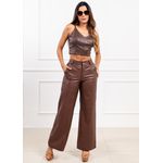 Calça de Couro Feminina Chocolate Rebecca 