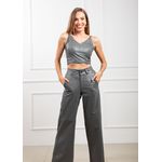 Calça de Couro Feminina Cinza Rebecca 
