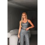 Calça de Couro Feminina Cinza Rebecca 
