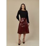 Saia De Couro Pelica Verniz Vermelho Croco Eloá