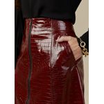 Saia De Couro Pelica Verniz Vermelho Croco Eloá