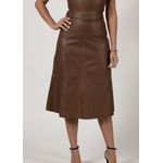 Saia Midi de Couro Vintage Caramelo Carla 