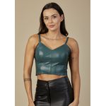 Cropped Couro Pelica Feminino Verde Folha Júlia 