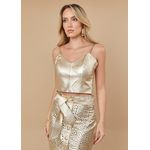 Cropped Couro Pelica Feminino Champanhe Júlia 