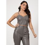 Cropped Couro Pelica Feminino Concreto Júlia