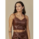 Cropped Couro Pelica Feminino Tabaco Júlia 
