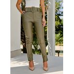 Calça de Couro Feminina Bruna Verde Oliva + Brinde 