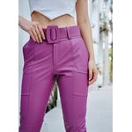 Calça de Couro Feminina Bruna Fúcsia + Brinde 