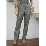 Calça de Couro Feminina Verde Oliva Gisele 