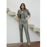 Calça de Couro Feminina Verde Oliva Gisele 