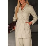 Casaco 3/4 em Couro Feminino Off-white Manuela 
