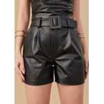 Short De Couro Feminino Preto Ana 