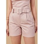 Short De Couro Feminino Rosa Bebê Ana 