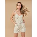 Short De Couro Feminino Off-White Ana 