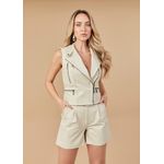Short De Couro Feminino Off-White Ana 