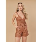 Short De Couro Feminino Caramelo Ana 