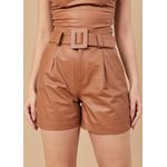 Short De Couro Feminino Caramelo Ana 