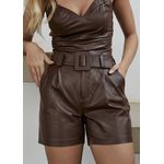 Short De Couro Feminino Marrom Ana 