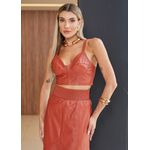 Cropped de Couro Feminino Terracota 