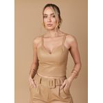 Cropped de Couro Feminino Taupe Diana 