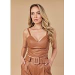 Cropped de Couro Feminino Caramelo Diana 