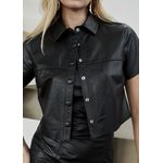 Camisa Cropped de Couro Feminino Preto Lara 