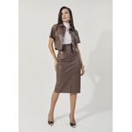 Camisa Cropped Pelica Feminina Marrom Cognac Lara 