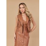 Colete De Couro Feminino Caramelo Anne 
