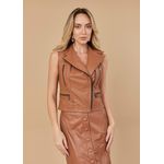 Colete De Couro Feminino Caramelo Anne 