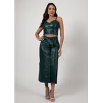 Cropped Couro Pelica Feminino Verde Folha Júlia 