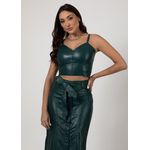 Cropped Couro Pelica Feminino Verde Folha Júlia 