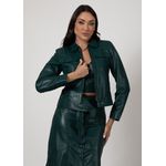 Jaqueta Couro Pelica Verde Folha Sofia 
