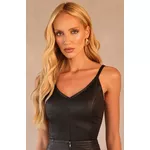 Cropped de Couro Feminino Preto Dayane