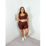Conjunto Shorts Top Elástico Curvilíneas Marrom
