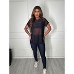 Camiseta Tule Longa Preta