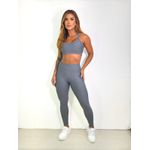 Conjunto Calça Bolso Top Faixas Grafite