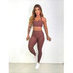 Conjunto Calça Bolso Top Faixas Marrom