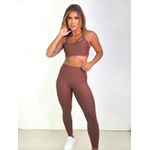 Conjunto Calça Bolso Top Faixas Marrom